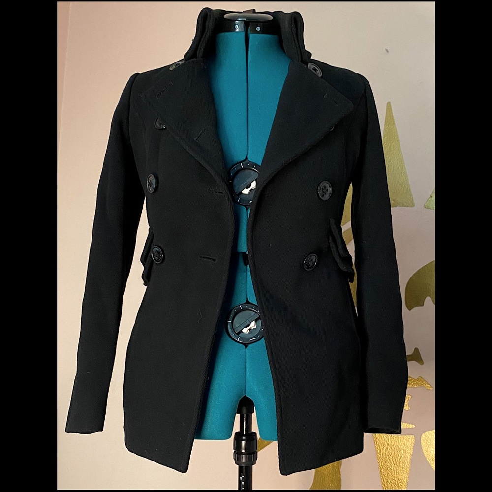 Black, structured peacoat